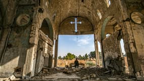 Une église détruite dans la région d'al-Hassake, en Syrie
