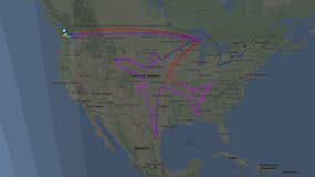 Le parcours du Boeing sur le site FlightRadar24.
