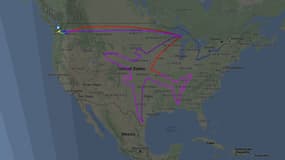 Le parcours du Boeing sur le site FlightRadar24.