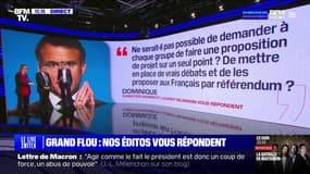 Ne serait-il pas possible de demander à chaque groupe de faire une proposition de projet sur un seul point? Nos éditos répondent à vos questions sur BFMTV