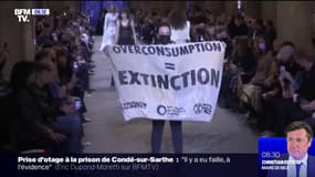 Une militante d'Exctinction Rebellion a fait irruption dans le défilé Louis Vuitton