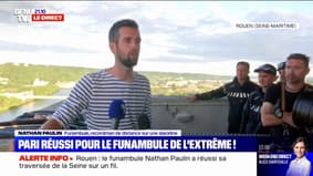 "Je suis un peu ému, un peu dans l'euphorie": la première réaction de Nathan Paulin après sa traversée de la Seine