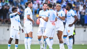 Les joueurs de l'OM lors de leur troisième match de préparation de l'été, 26 juillet 2025