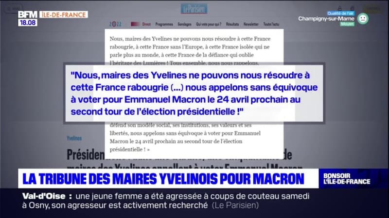 Présidentielle 2022: des maires des Yvelines appellent à voter pour Emmanuel Macron au second tour de l'élection