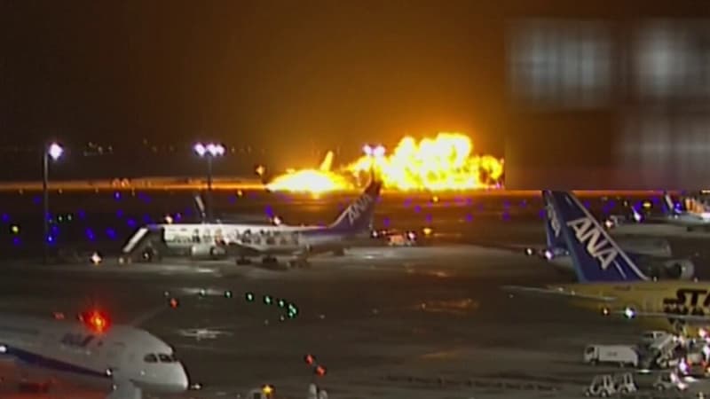 Japon: les images de la collision entre deux appareils à l'aéroport de Tokyo-Haneda