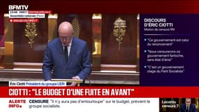 "Ce budget, c'est celui de la fuite en avant", estime Éric Ciotti (UDR)