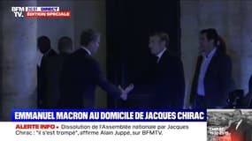 Emmanuel Macron arrive au domicile de Jacques Chirac