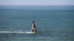Thomas Rouxel et Thomas Coville au départ de la Transat Jacques Vabre au Havre, le 7 novembre
