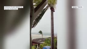 La plage de Sakouli à Mayotte frappée par le cyclone Chido, le 14 décembre 2024