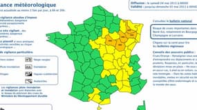 L'alerte orange est déclenchée dans 5 départements du centre-est.