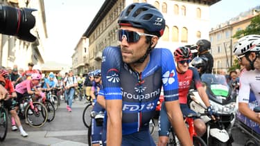 Thibaut Pinot lors du Tour de Lombardie le 7 octobre 2023