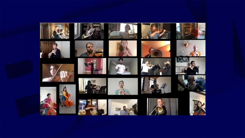 26 musiciens de l'Orchestre national de Lyon rassemblés dans une vidéo.