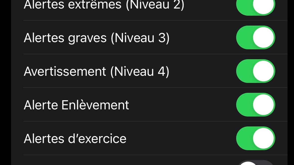 Les options de Fr-Alert sur iOS Les options de Fr-Alert sur iOS