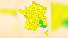 Carte des vigilances sur l'hexagone le 5 mars 2020 