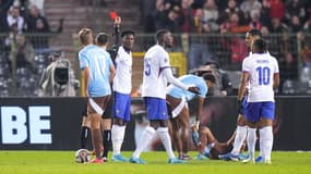 Aurélien Tchouaméni exclu lors du match Belgique-France (1-2, Ligue des Nations), le 14 octobre 2024