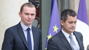 Olivier Dussopt et Gérald Darmanin à la sortie de l'Elysée. 