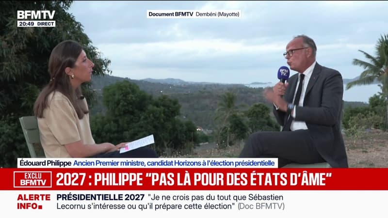 "J'aimerais entendre les propositions [de Jean-Luc Mélenchon] sur Mayotte, pas les grands principes", déclare Édouard Philippe, candidat (Horizons) à la présidentielle