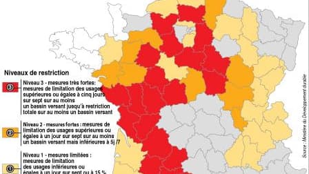 DÉPARTEMENTS CONCERNÉS PAR DES RESTRICTIONS D?EAU