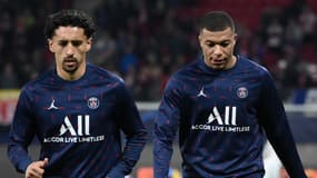 Marquinhos et Mbappé à l'échauffement du PSG