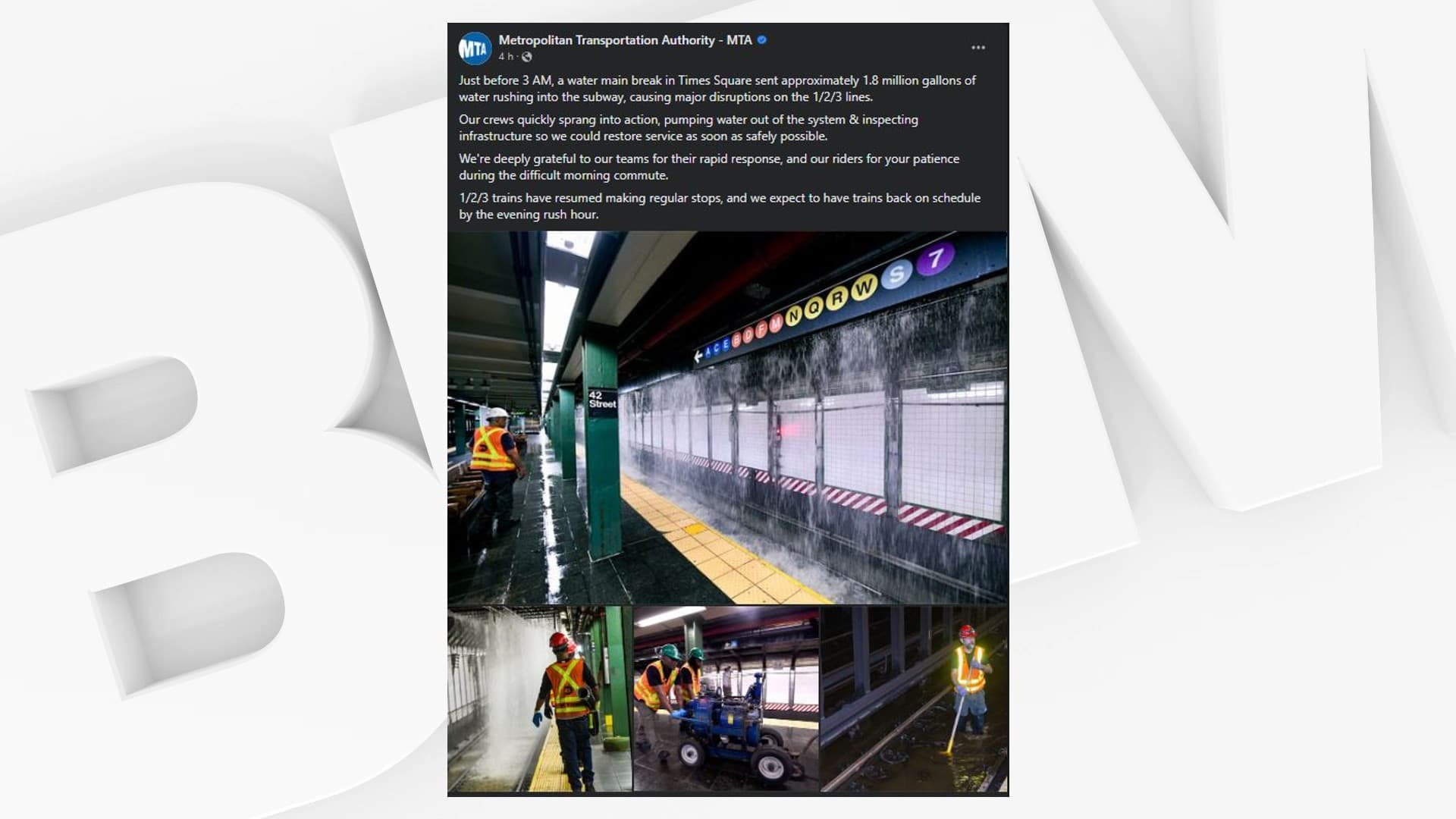 Times Square Flood: Ruptured Pipe Causes Spectacular Deluge in New York City’s Busiest Subway Station