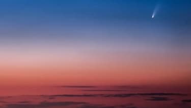 La comète NEOWISE dans le ciel.