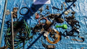 Des déchets collectés lors d'une opération de nettoyage du bassin d'Arcachon, le 7 octobre 2023 en Gironde