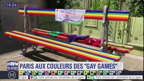 Le mobilier urbain aux couleurs de l'arc-en-ciel pour la 10e édition des Gay Games en août 