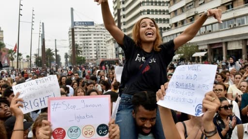 Manifestation à Casablanca contre les violences sexuelles faites aux femmes, le 23 août 2017
