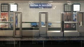 Le quai de la station de métro de la ligne 13 Basilique de Saint-Denis à Saint-Denis, en banlieue parisienne, le 18 janvier 2024. 
