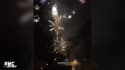 Les feux d'artifice des ultras de l'Ajax au pied de l'hôtel du Real