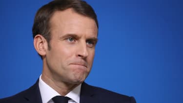 Le président de la République Emmanuel Macron lors d'une conférence de presse le 14 décembre 2018 à Bruxelles.