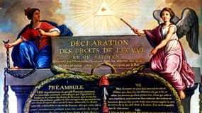 La Déclaration des droits de l'Homme et du citoyen de 1789. Illustration de Jean Jacques François Le Barbier.