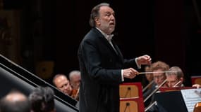 Le chef d'orchestre Riccardo Chailly à la Scala de Milan le 22 avril 2023