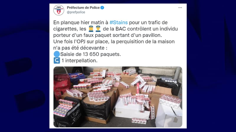 Les policiers ont saisi 13.650 paquets de cigarettes à Stains.