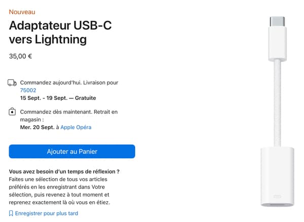 L'adaptateur USB-C / Lightning d'Apple