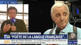 "Il était l'incarnation de l'amour de la langue française", évoque Jack Lang après la mort de Charles Aznavour