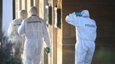 Des policiers sur les lieux de la fusillade qui s'est déroulée en janvier dernier à Rot Am See, en Allemagne.