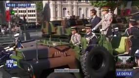 Revue des troupes pour Emmanuel Macron sur les Champs-Élysées