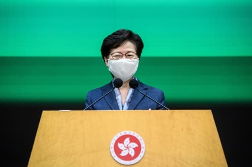 La cheffe de l'exécutif hongkongais Carrie Lam lors d'une conférence de presse, le 9 juin 2020 La cheffe de l'exécutif hongkongais Carrie Lam lors d'une conférence de presse, le 9 juin 2020