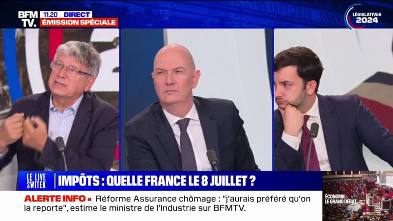 "Arrêter de mal les baisser": Éric Coquerel (LFI) évoque les impôts face au ministre Roland Lescure et Jean-Philippe Tanguy (RN)