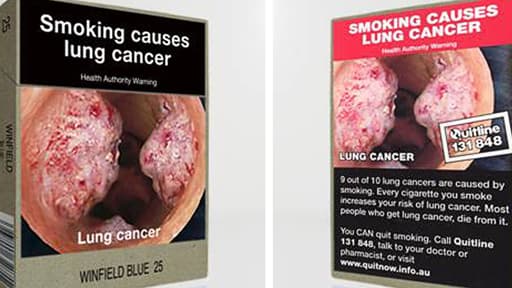 Paquets de cigarettes neutre en Australie