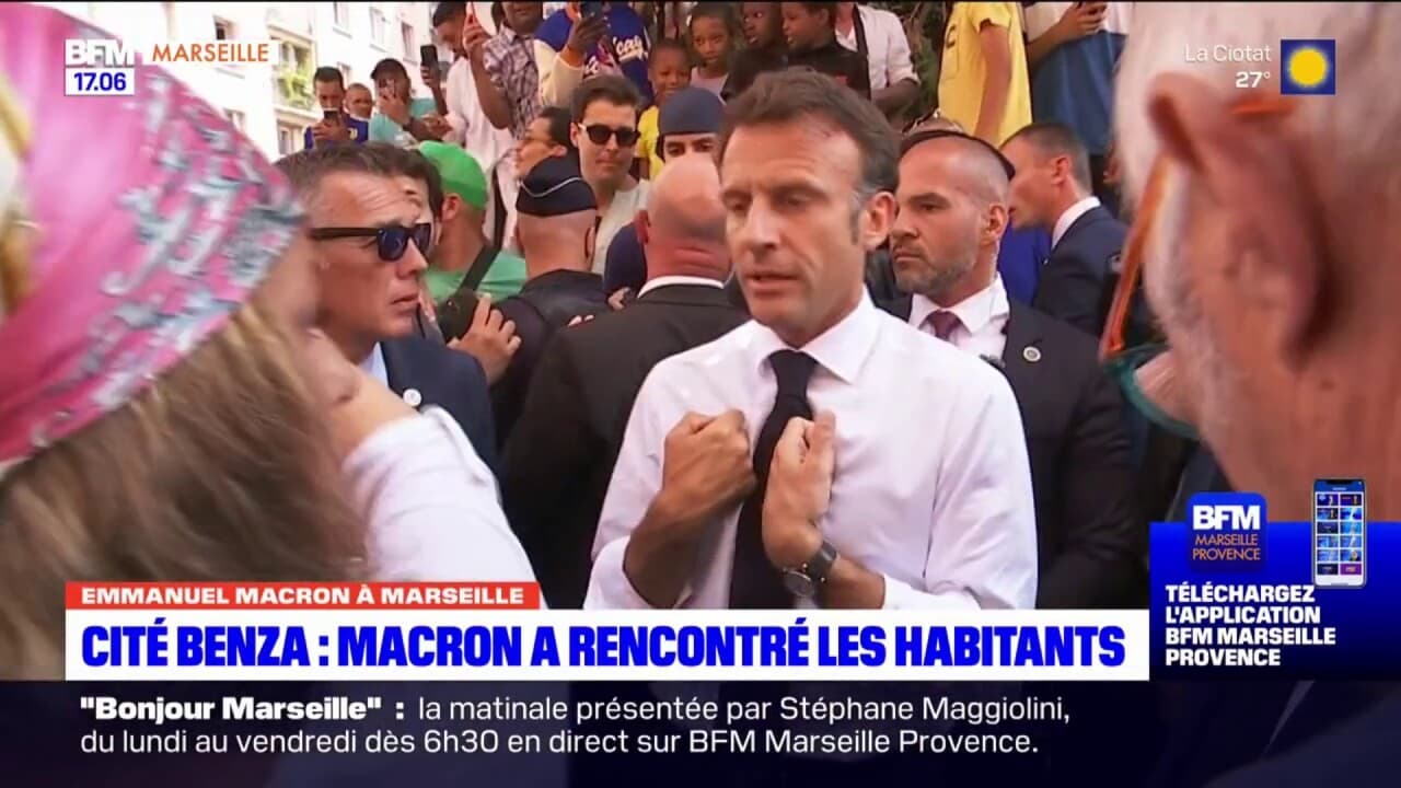 Marseille: Emmanuel Macron à La Rencontre Des Habitants De La Cité Benza