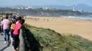 Les plages d'Anglet dans les Pyrénées-Atlantiques où prévaut une douceur des températures exceptionnelle, le 31 décembre 2021
