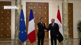 Emmanuel Macron et son homologue égyptien Abdel Fattah al-Sissi au Caire, le 25 octobre 2023.