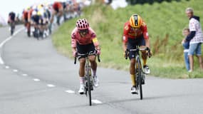 Richard Carapaz et Tobias Johannessen sur le Tour de France le 12 juillet 2024