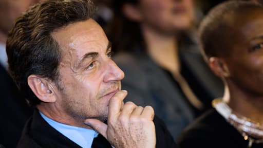 Nicolas Sarkozy, lors du meeting de NKM pour les municipales en mars 2014.