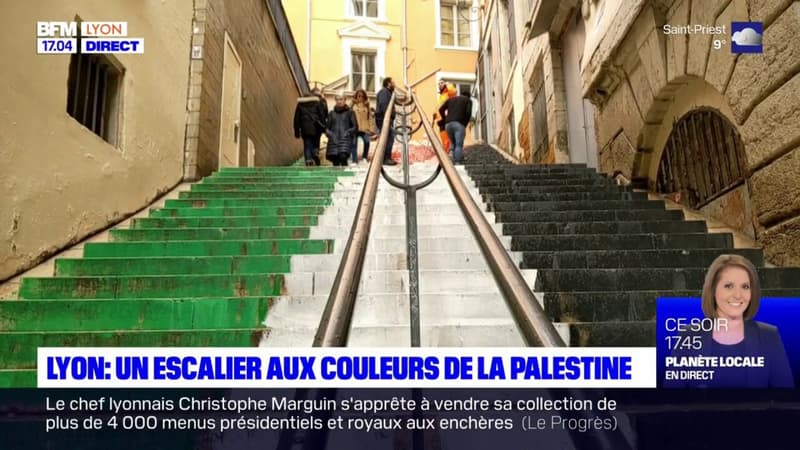 Lyon: un escalier aux couleurs de la Palestine