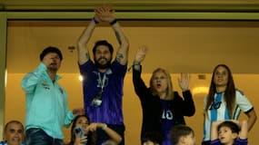 Matias Messi, deuxième à gauche, avec sa mère Celia Maria Cuccittini, à Doha le 9 décembre 2022