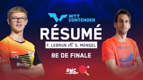 Résumé : Félix Lebrun en démonstration face à Mengel pour rejoindre les quarts (8e, WTT Contender Tunis)