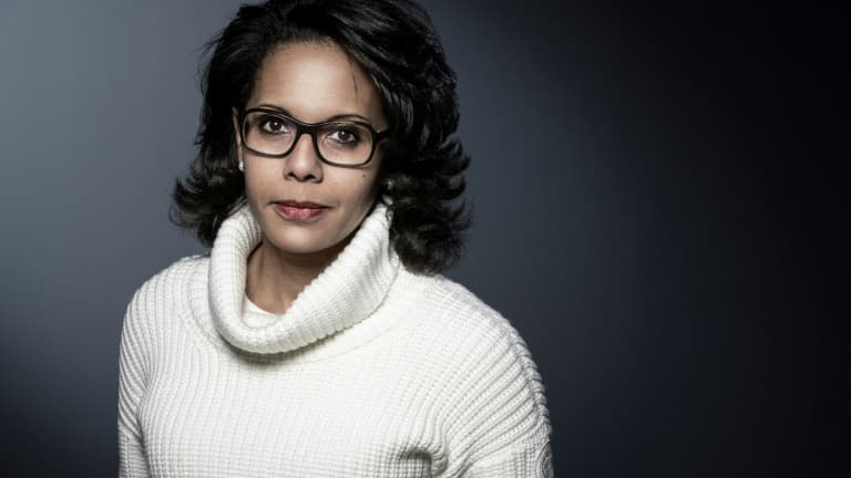 Audrey Pulvar photographiée en février 2019 à Paris